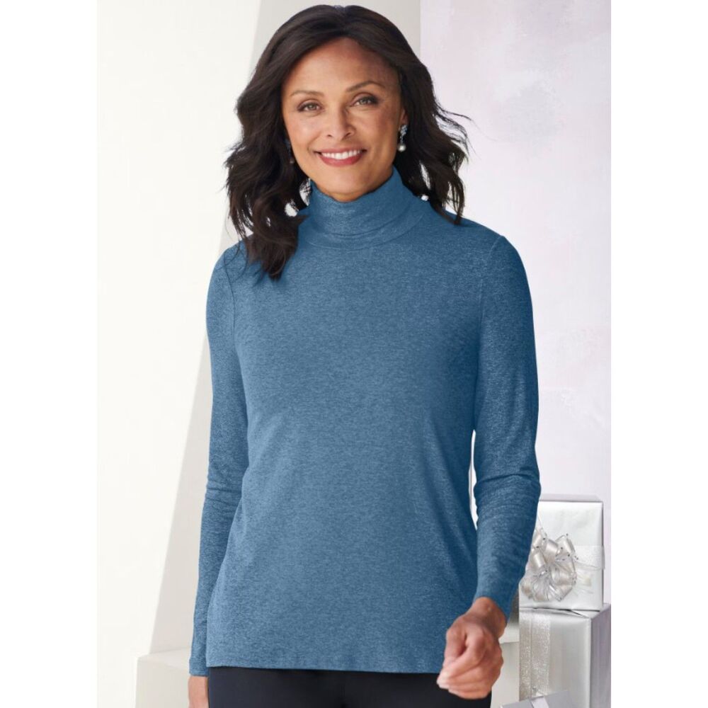 NEW Blue Sz XL Casual or Dress Soft Stretchy Turtleneck Shirt PICADILLY